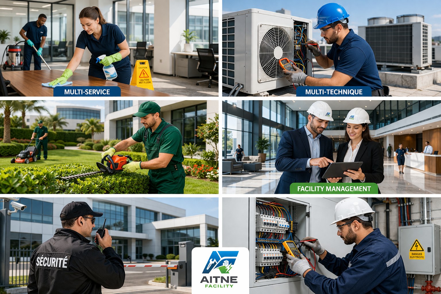 Collage des prestations Aitne Facility